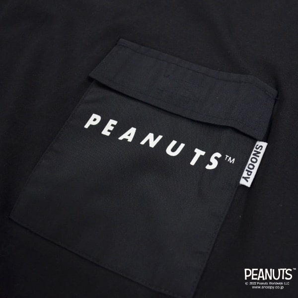スヌーピー Tシャツ PEANUTS 切り替え ポケット付き ポプリン生地 プリント M L LL s1112-365