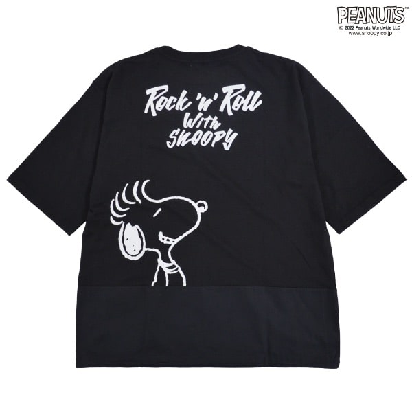 スヌーピー Tシャツ PEANUTS 切り替え ポケット付き ポプリン生地 プリント M L LL s1112-365
