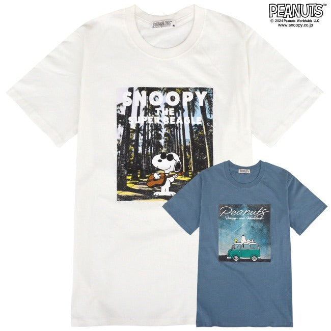 スヌーピー Tシャツ 半袖 トップス プリント ギター 星 フォト 写真 SNOOPY PEANUTS s1132-39