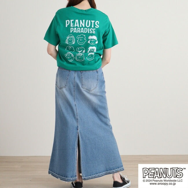 スヌーピー ピーナッツ Tシャツ トップス 半袖 バック プリント 刺繍 SNOOPY PEANUTS s1142-147sp