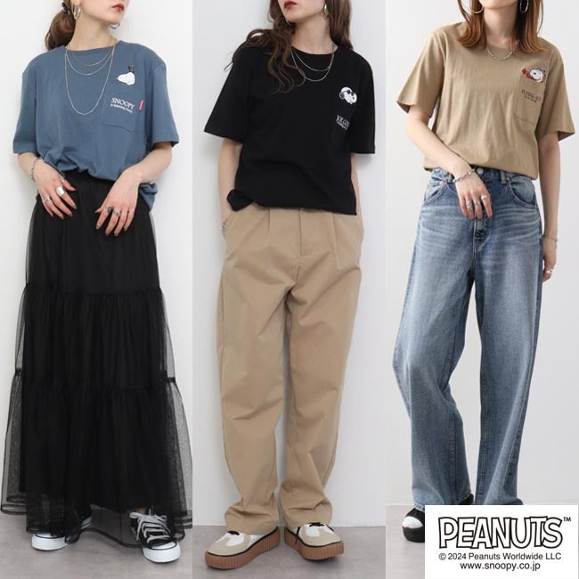 スヌーピー Tシャツ ポケット 半袖 ワンポイント プリントTシャツ SNOOPY PEANUTS s1142-183