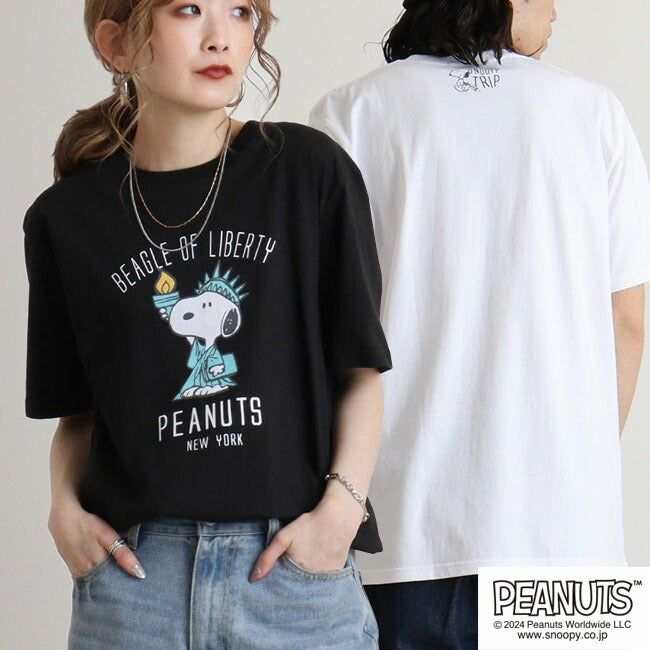 スヌーピー Tシャツ 半袖 トップス 旅行 旅 ニューヨーク プリント SNOOPY PEANUTS s1142-257sp