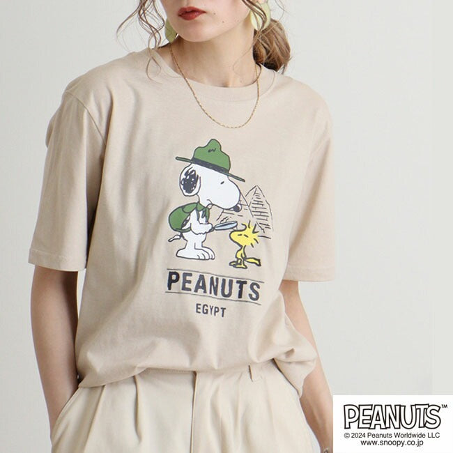 スヌーピー Tシャツ 半袖 トップス 旅行 旅 エジプト ウッドストック プリント SNOOPY PEANUTS s1142-258sp