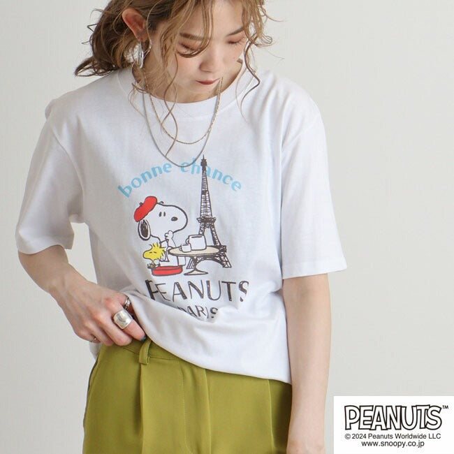 スヌーピー Tシャツ 半袖 トップス 旅行 旅 フランス ウッドストック プリント SNOOPY PEANUTS s1142-259sp