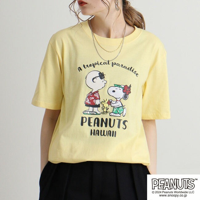スヌーピー Tシャツ 半袖 トップス 旅行 旅 ハワイ ウッドストック プリント SNOOPY PEANUTS s1142-260sp