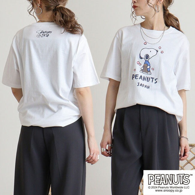 スヌーピー Tシャツ 半袖 トップス 旅行 旅 日本 ウッドストック プリント SNOOPY PEANUTS s1142-261sp