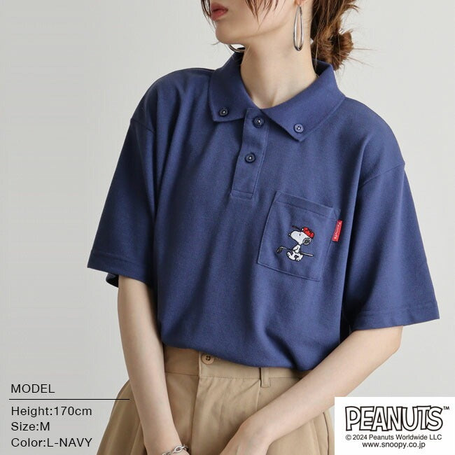 スヌーピー ポロ シャツ 刺繍 ゴルフ ポケット SNOOPY PEANUTS s1142-279sp