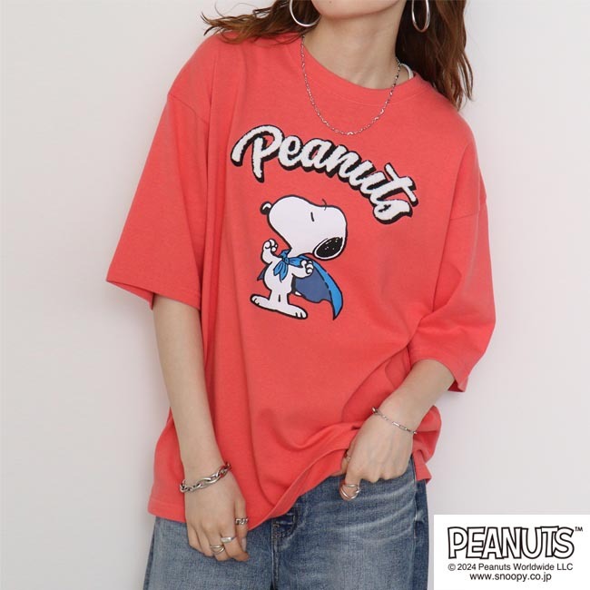 スヌーピー Tシャツ サガラ刺繍 オーバーサイズ シルエット s1142-38sp