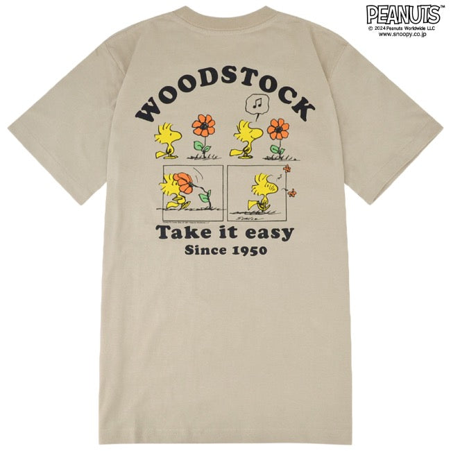 スヌーピー ウッドストック Tシャツ 半袖 トップス バック プリント 刺繍 SNOOPY PEANUTS s1142-415sp