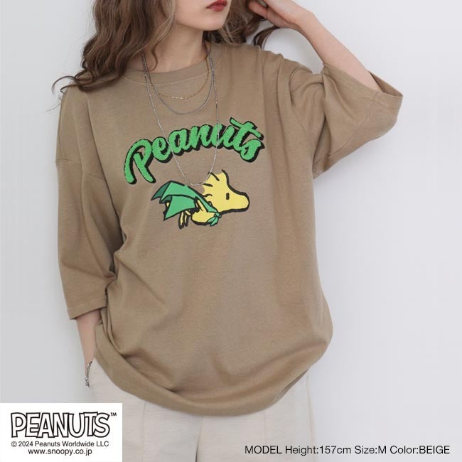 スヌーピー ウッドストック トップス Tシャツ 半袖 刺繍 プリント PEANUTS SNOOPY s1142-41sp