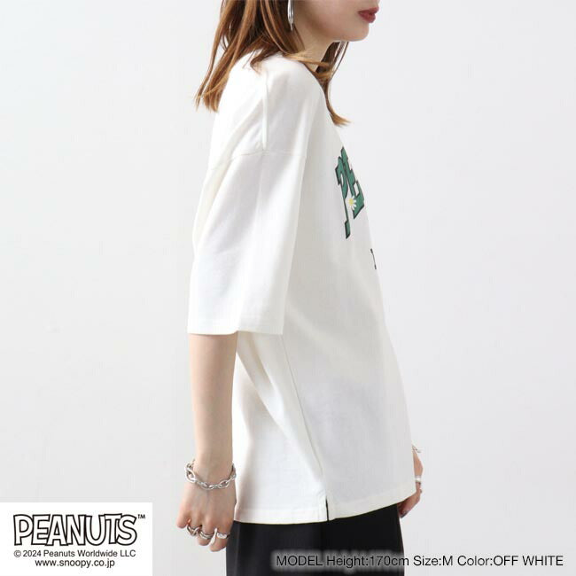 スヌーピー オラフ Tシャツ 半袖 ドロップショルダー カレッジ 刺繍 プリント SNOOPY PEANUTS s1142-42sp