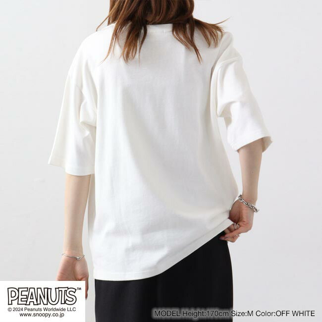 スヌーピー オラフ Tシャツ 半袖 ドロップショルダー カレッジ 刺繍 プリント SNOOPY PEANUTS s1142-42sp