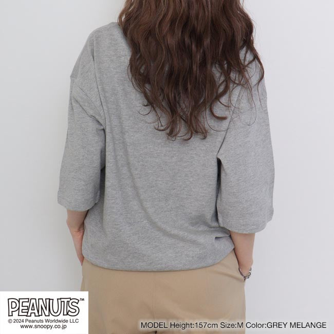 スヌーピー オラフ Tシャツ 半袖 ドロップショルダー カレッジ 刺繍 プリント SNOOPY PEANUTS s1142-42sp