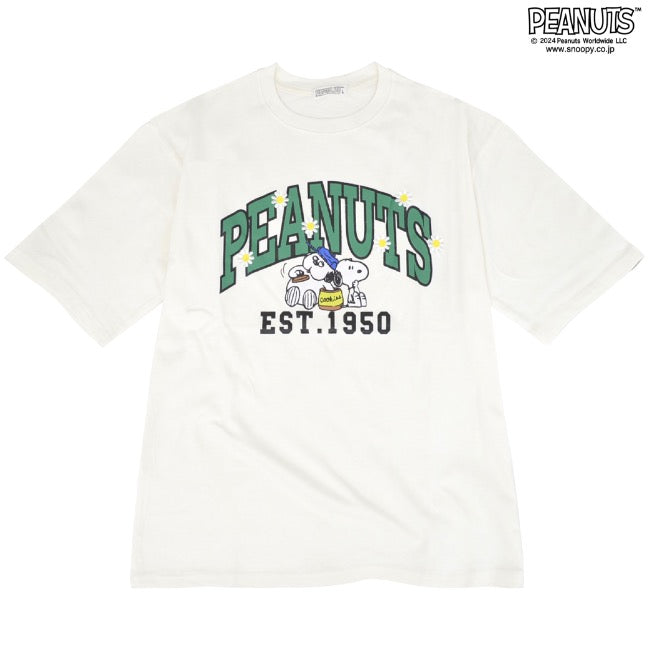 スヌーピー オラフ Tシャツ 半袖 ドロップショルダー カレッジ 刺繍 プリント SNOOPY PEANUTS s1142-42sp