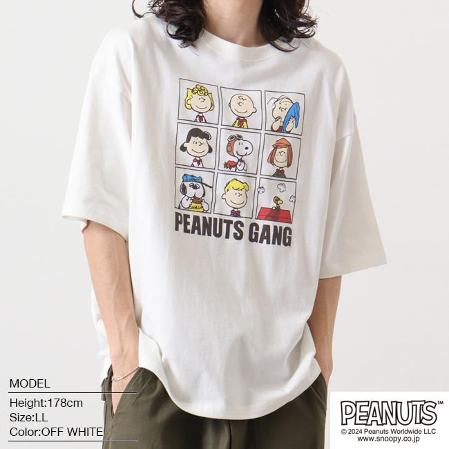 スヌーピー ピーナッツ 半袖 Tシャツ ドロップショルダー プリント SNOOPY PEANUTS s1142-52