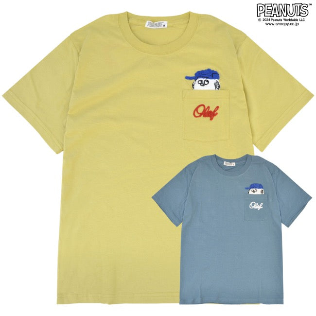 スヌーピー Tシャツ 半袖 刺繍 オラフ ポケット トップス SNOOPY PEANUTS s1143-06sp