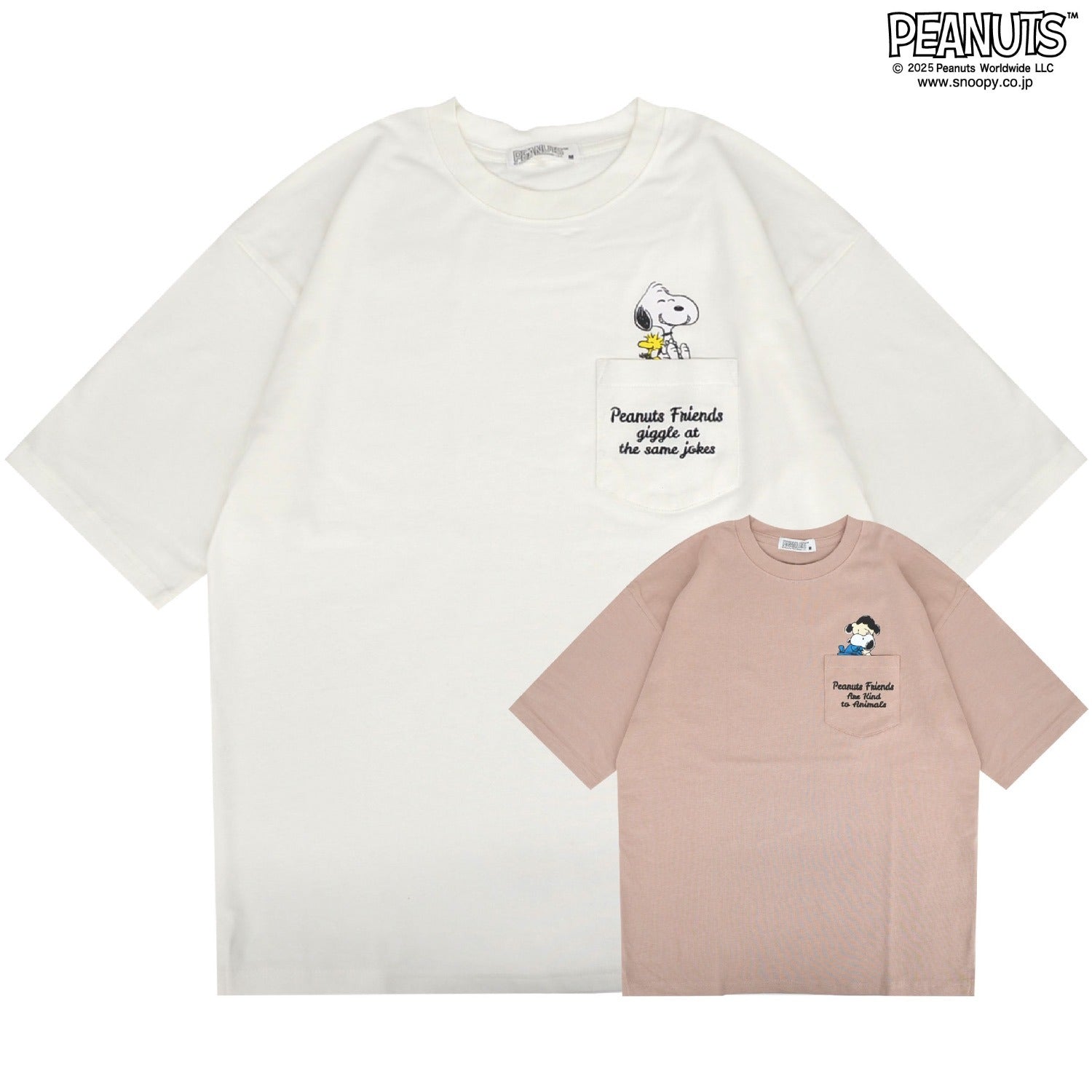 スヌーピー Tシャツ トップス 半袖 ヘビーウェイト ドロップショルダー ウッドストック ルーシー 刺繍 プリント PEANUTS SNOOPY s1152-12sp