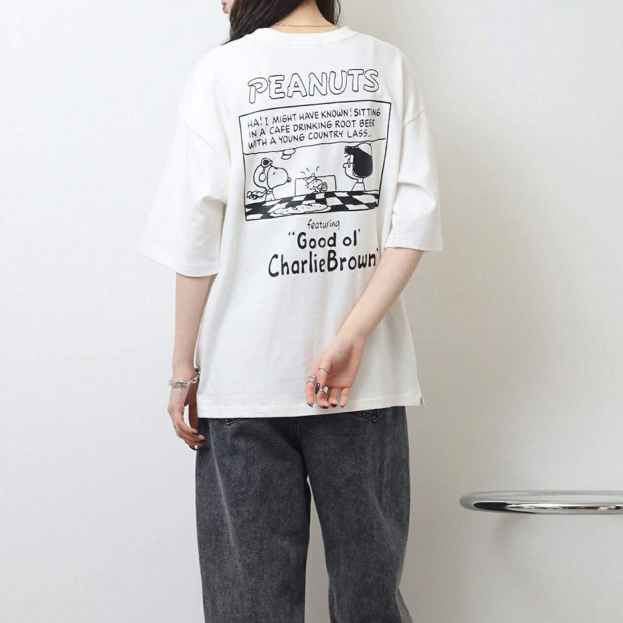 スヌーピー Tシャツ 半袖 トップス ドロップショルダー ヘビーウェイト コミック 発泡 プリント SNOOPY PEANUTS s1152-14sp