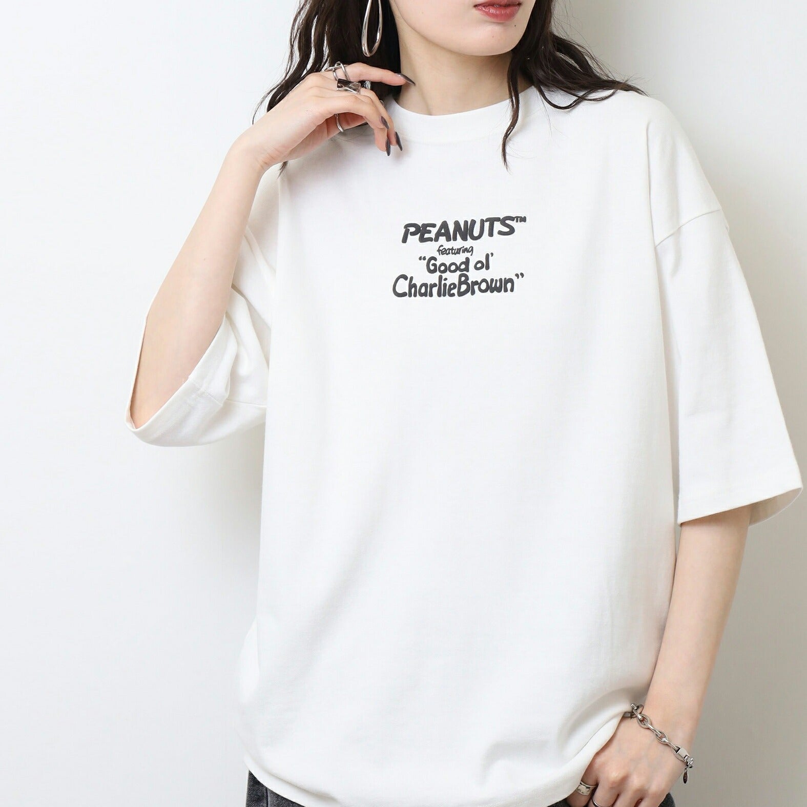 スヌーピー Tシャツ 半袖 トップス ドロップショルダー ヘビーウェイト コミック 発泡 プリント SNOOPY PEANUTS s1152-14sp