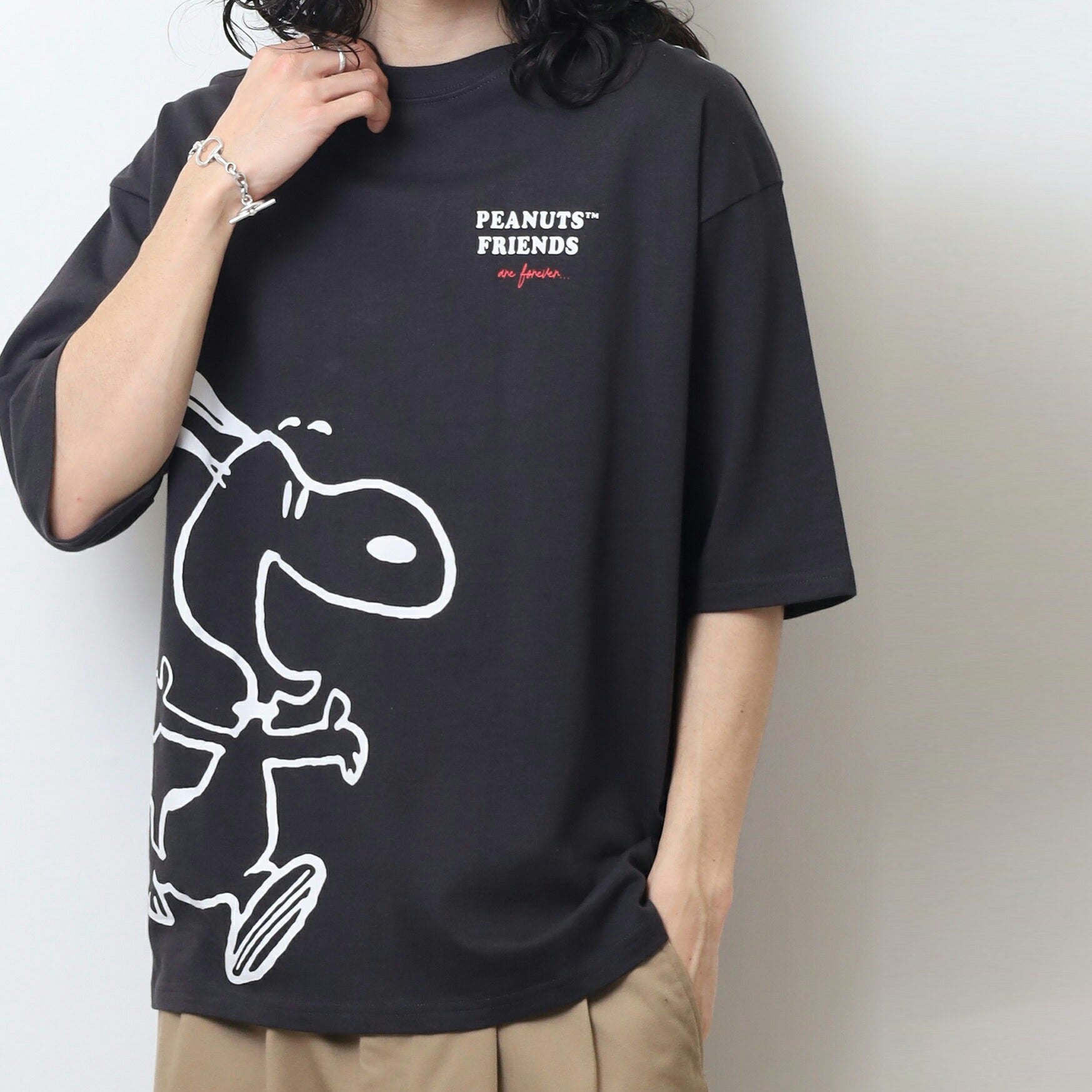 スヌーピー Tシャツ トップス 半袖 ヘビーウェイト ドロップショルダー プリント PEANUTS SNOOPY s1152-15sp