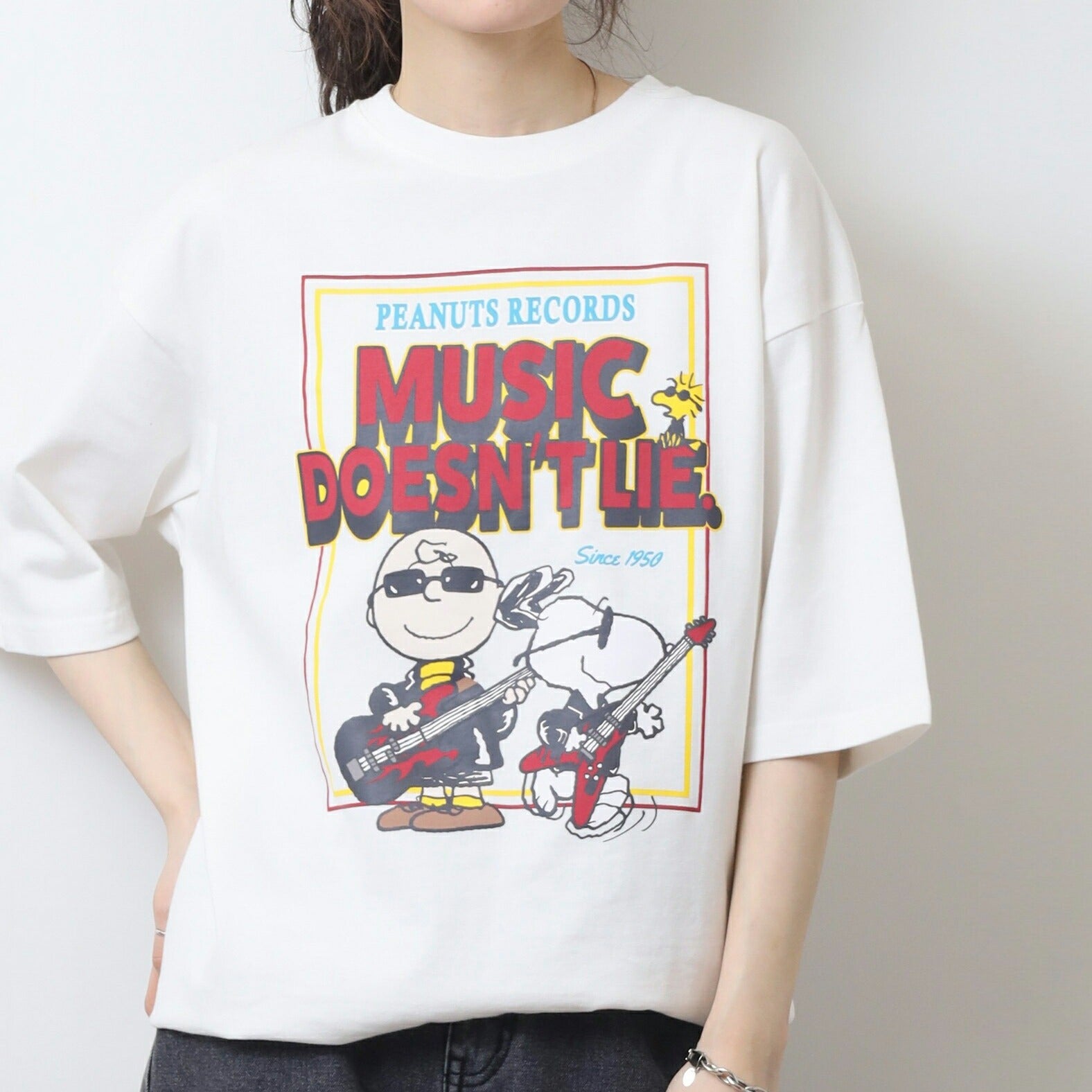 スヌーピー ロック柄 ヘビーウェイト 半袖 Tシャツ SNOOPY PEANUTS s1152-17sp