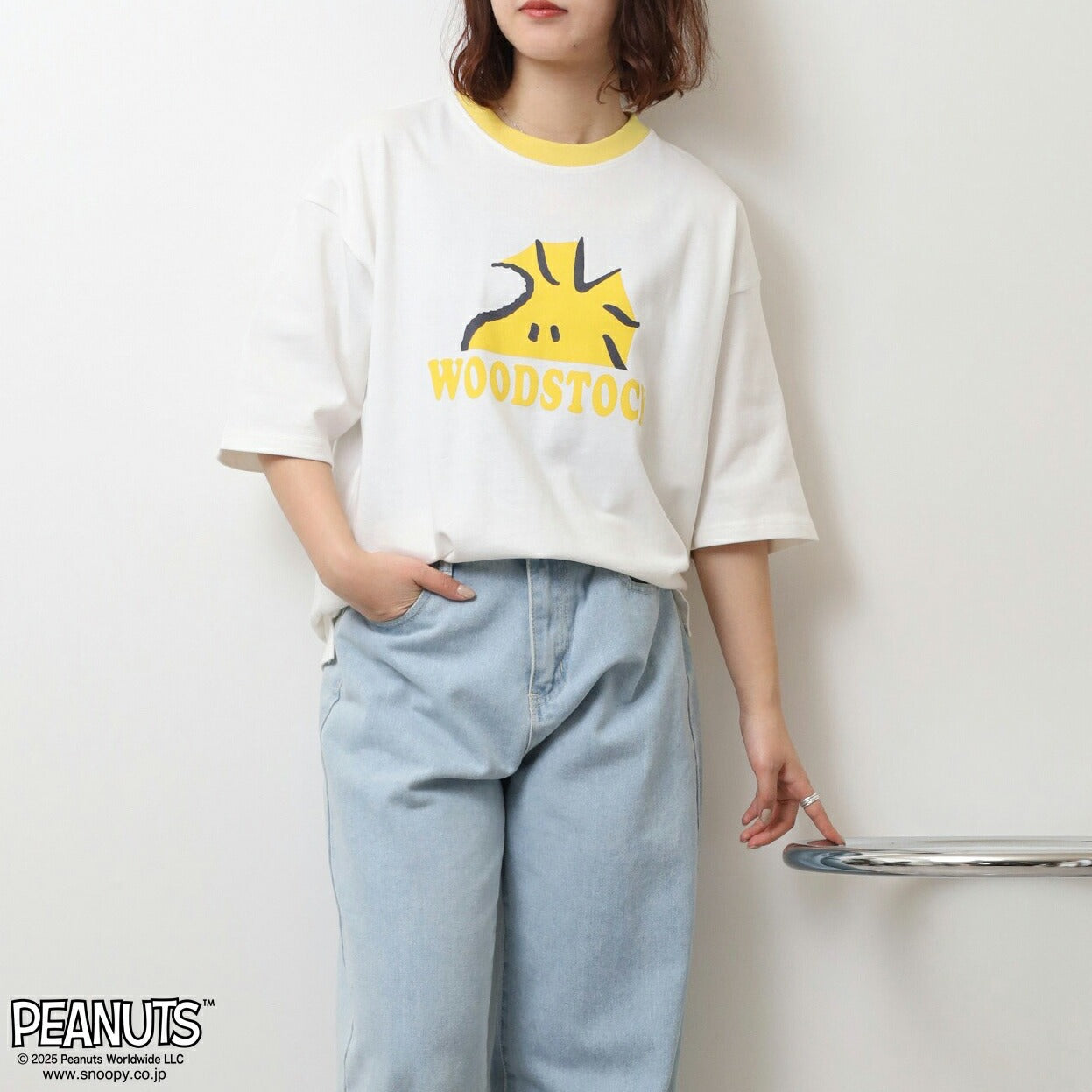 スヌーピー Tシャツ 半袖 トップス ドロップショルダー ヘビーウェイト プリント オラフ ウッドストック SNOOPY PEANUTS s1152-18sp