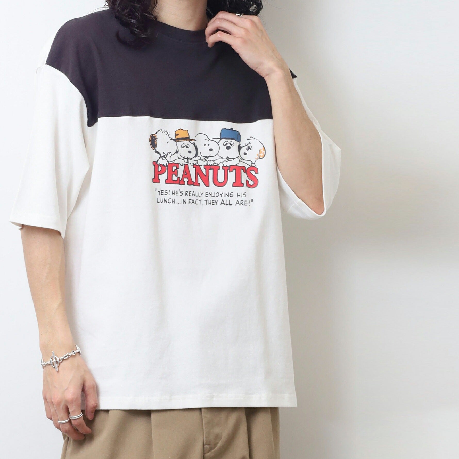 スヌーピー Tシャツ ドロップショルダー ヘビーウェイト 半袖 プリント 切り替え SNOOPY PEANUTS s1152-19sp
