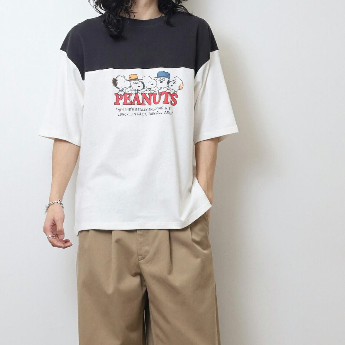 スヌーピー Tシャツ ドロップショルダー ヘビーウェイト 半袖 プリント 切り替え SNOOPY PEANUTS s1152-19sp