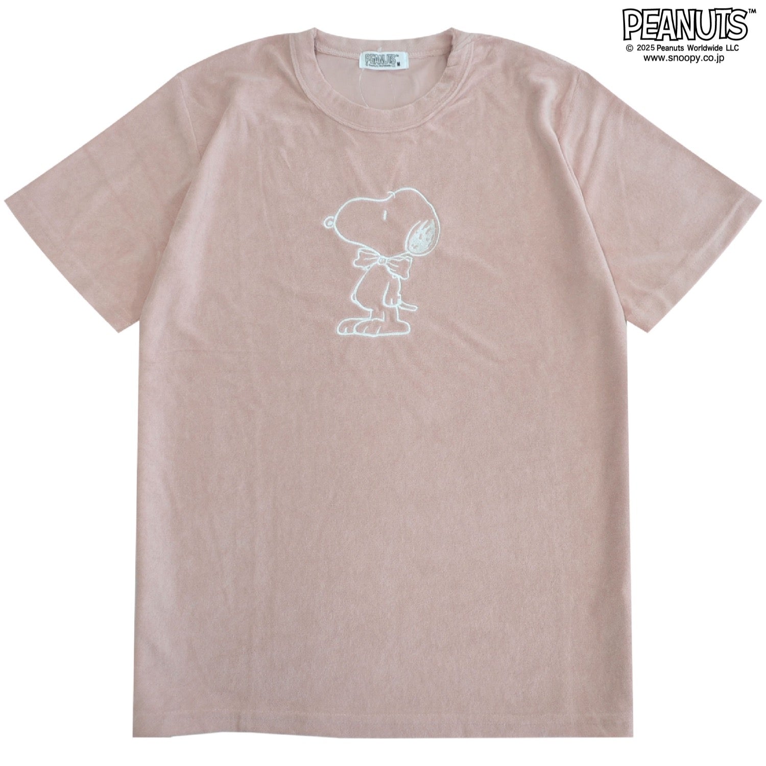 スヌーピー ペパーミント パイル 半袖 Tシャツ トップス 線画 刺繍 SNOOPY PEANUTS s1152-281sp