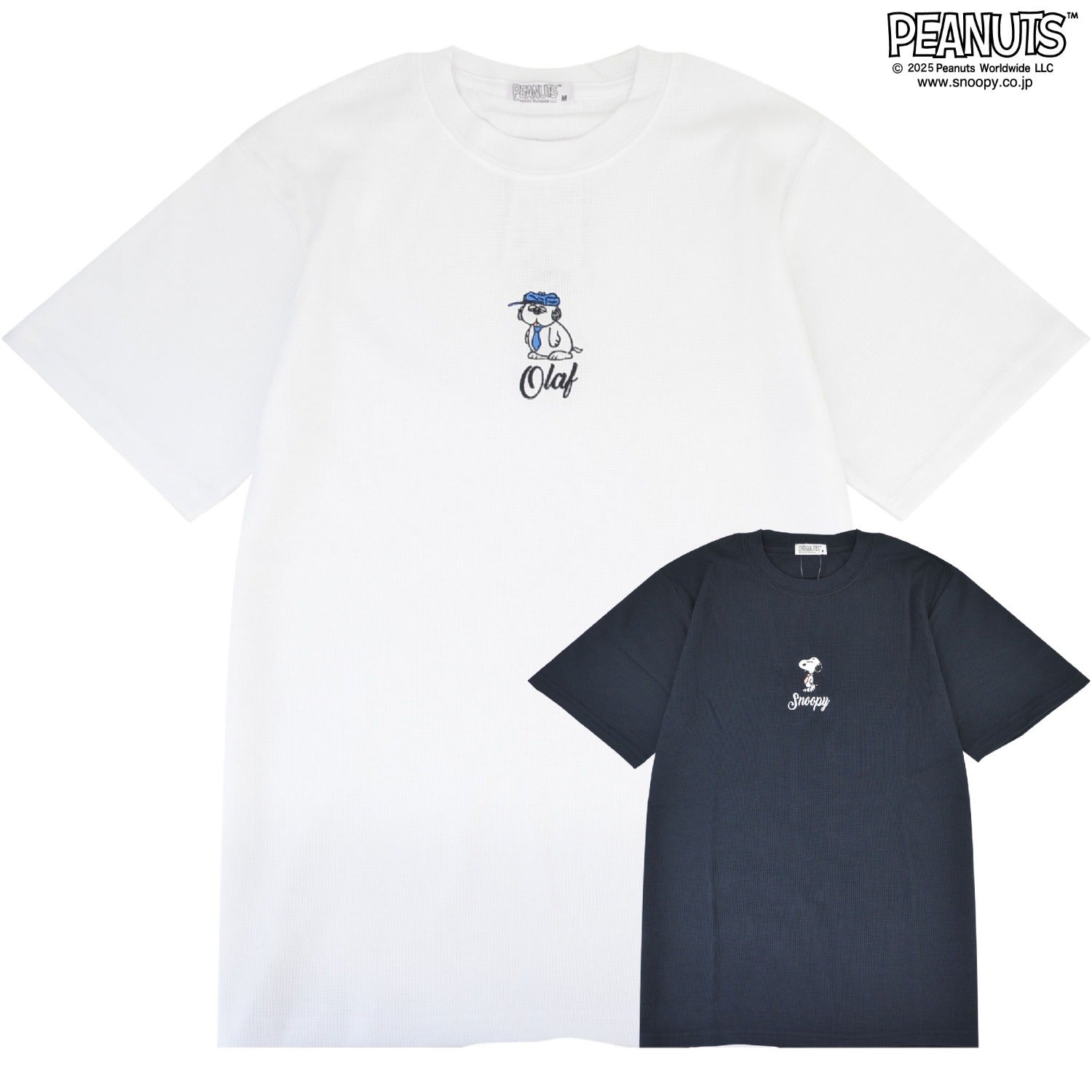 スヌーピー オラフ 刺繍 ワッフル Tシャツ 半袖 トップス 夏 SNOOPY PEANUTS s1152-291sp