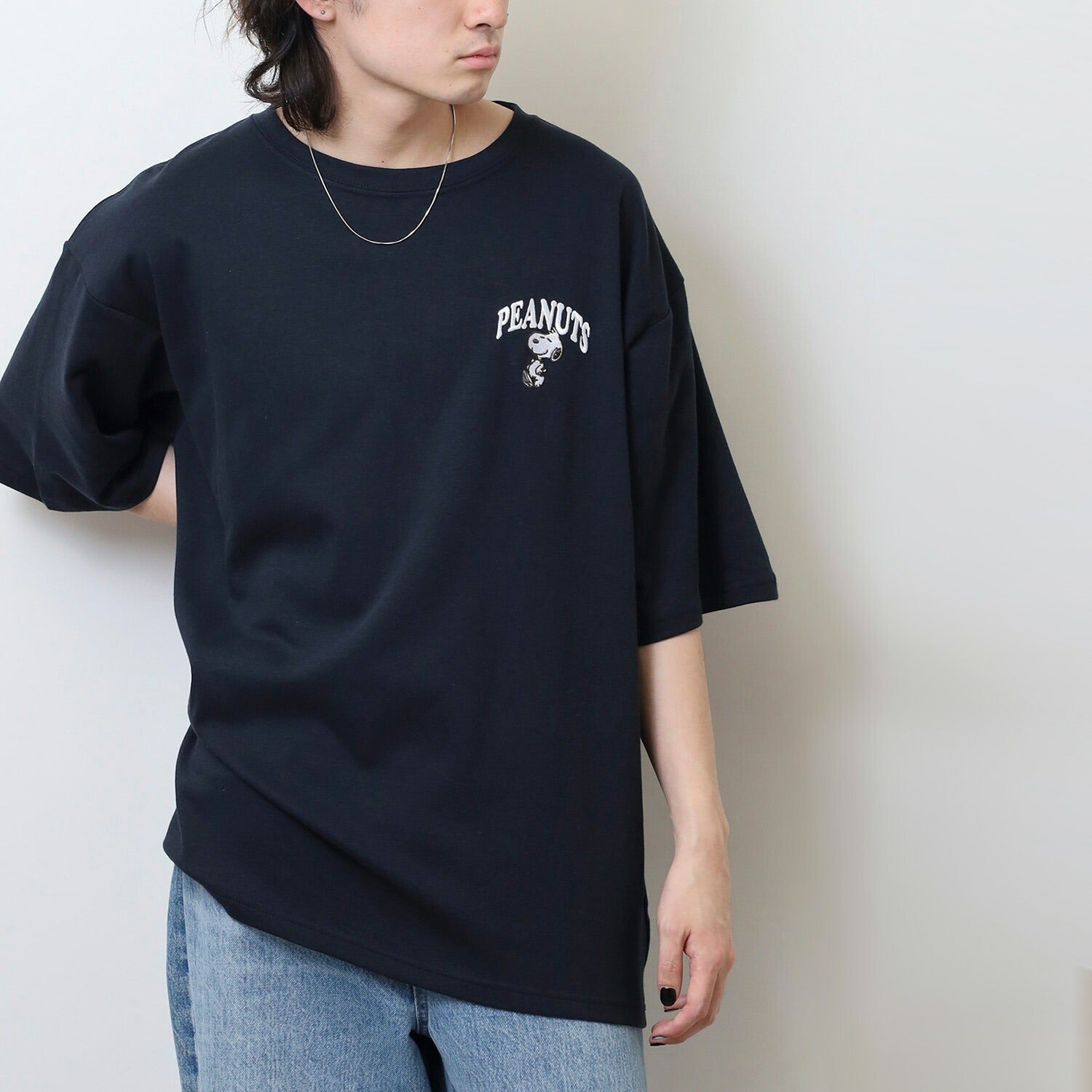 スヌーピー 柄接触冷感 半袖 ビッグシルエット Tシャツ 刺 SNOOPY PEANUTS s1152-293sp