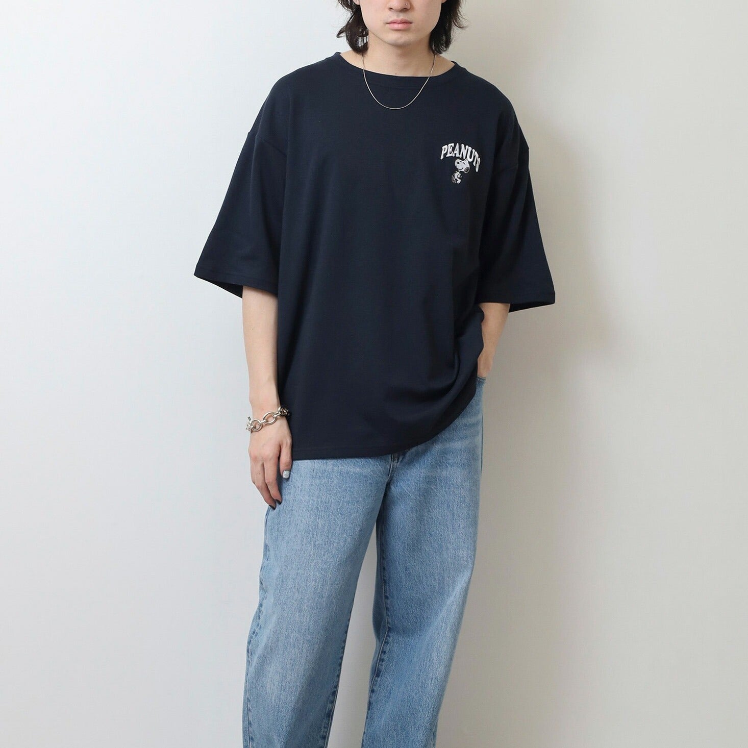 スヌーピー 柄接触冷感 半袖 ビッグシルエット Tシャツ 刺 SNOOPY PEANUTS s1152-293sp