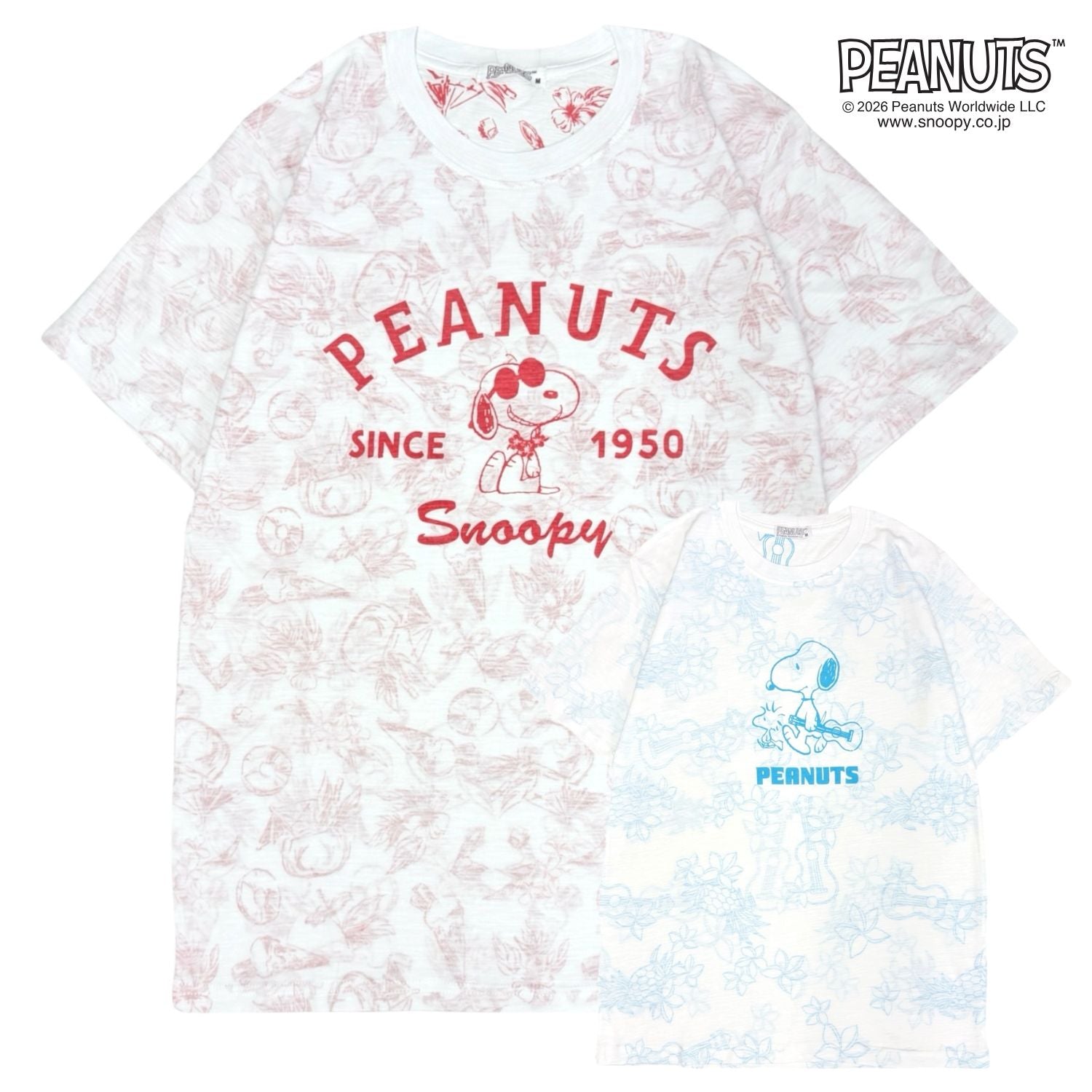 PEANUTS スヌーピー　天竺 総柄　Tシャツ 半袖 カットソー 春夏 カジュアル キャラクター s1152-403sp