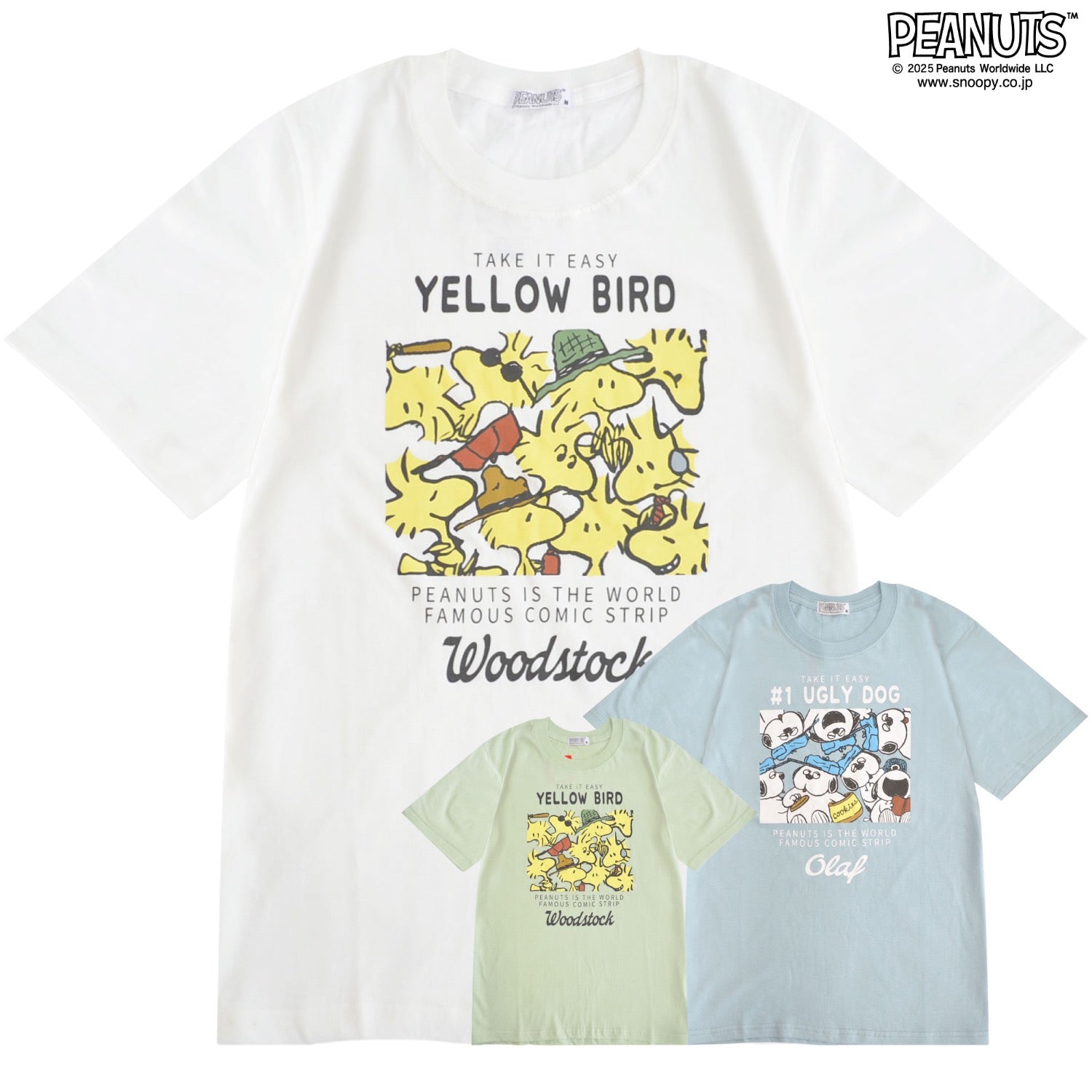 スヌーピー オラフ ウッドストック 半袖 春夏 メンズ レディース 綿 天竺 PEANUTS s1152-416sp