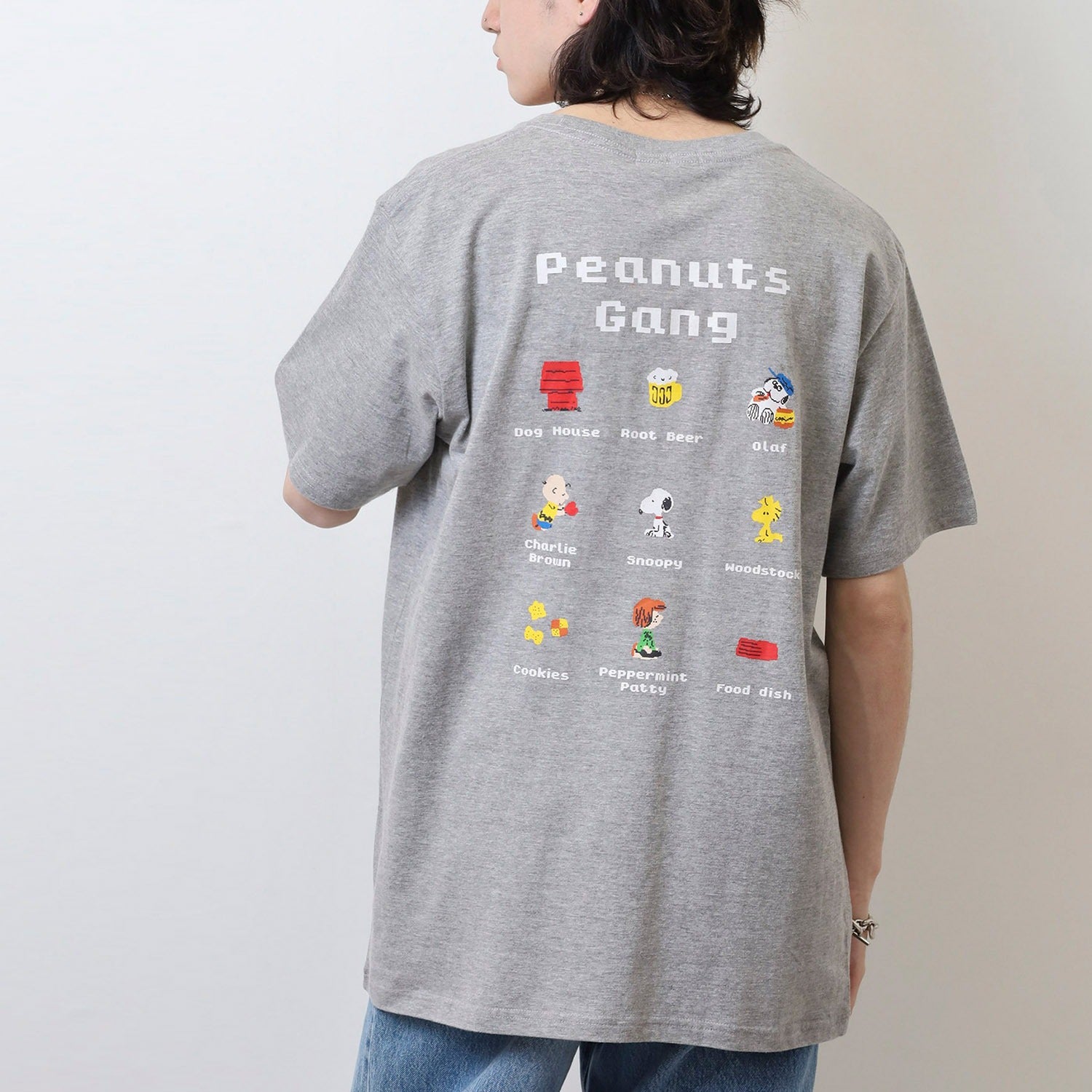 スヌーピー 半袖 ピクセル全員柄 バックプリント Tシャツ 天竺 SNOOPY PEANUTS s1152-43sp