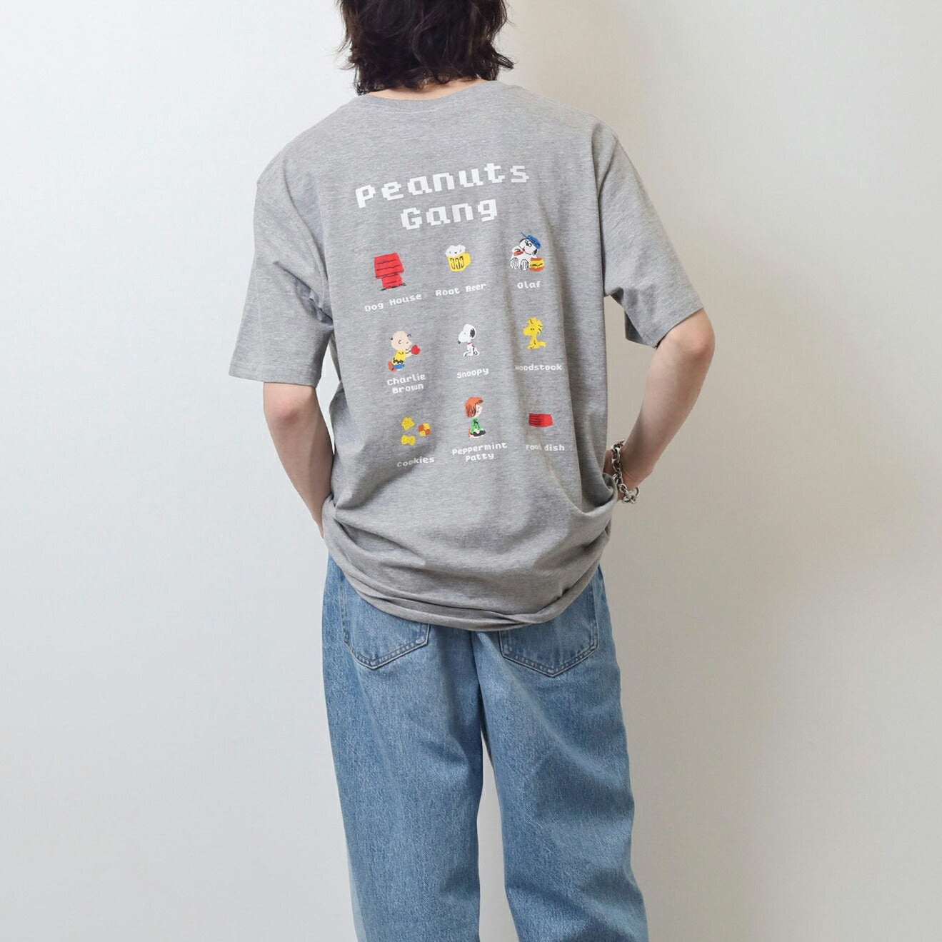 スヌーピー 半袖 ピクセル全員柄 バックプリント Tシャツ 天竺 SNOOPY PEANUTS s1152-43sp