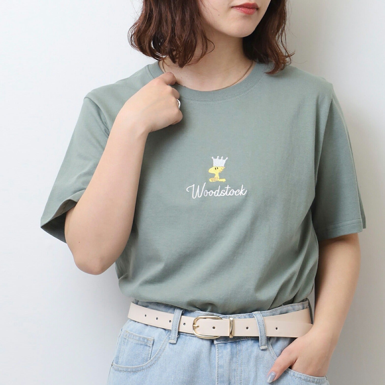スヌーピー Tシャツ トップス ウッドストック 半袖 刺繍  PEANUTS SNOOPY s1152-45sp