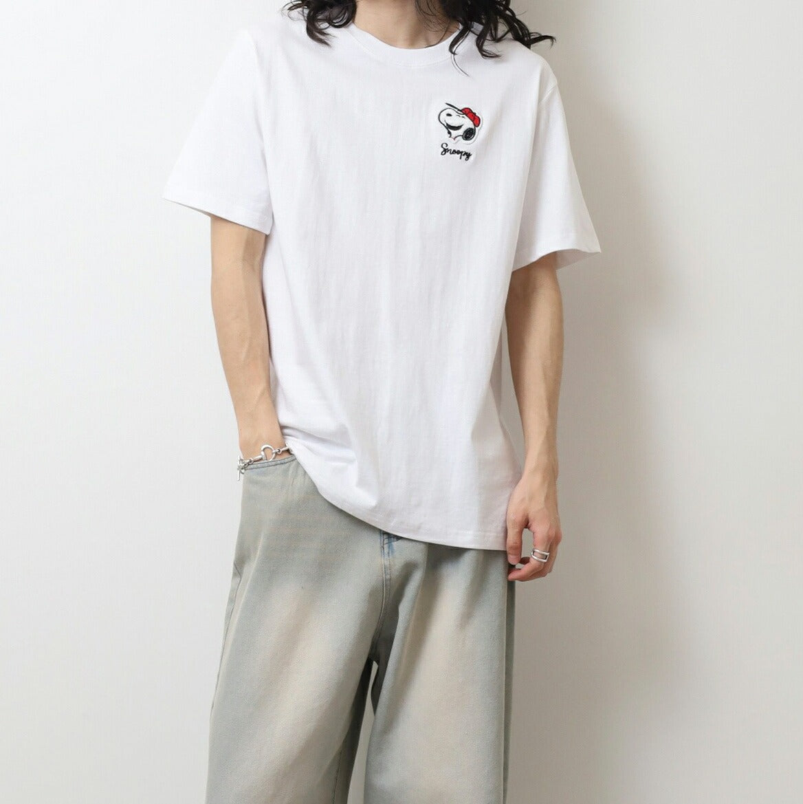 スヌーピー Tシャツ トップス 半袖 ワンポイント 刺繍  PEANUTS SNOOPY s1152-48sp
