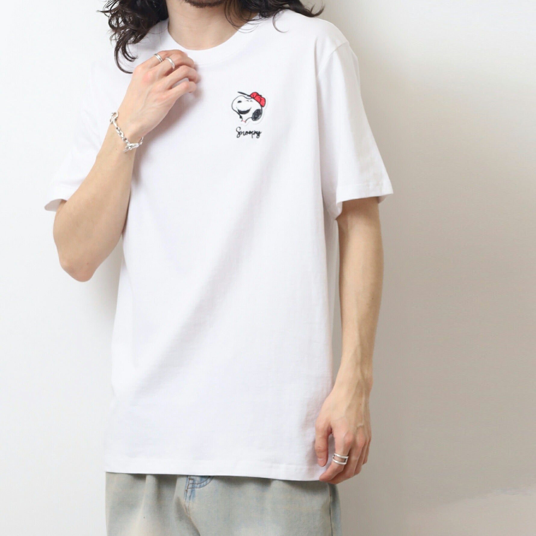 スヌーピー Tシャツ トップス 半袖 ワンポイント 刺繍  PEANUTS SNOOPY s1152-48sp