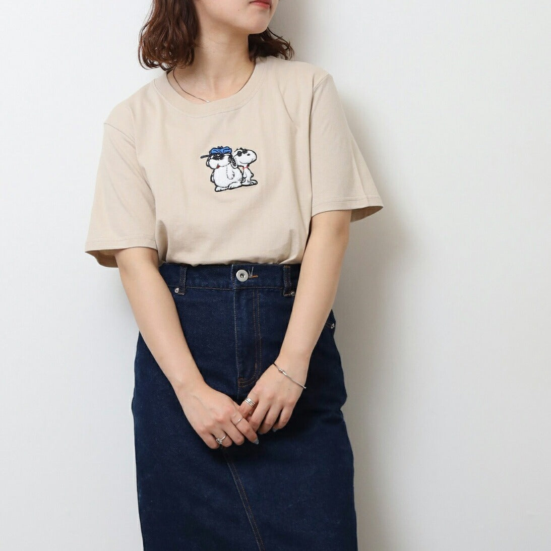 スヌーピー Tシャツ 半袖 トップス 刺繍 ジョークール オラフ SNOOPY  PEANUTS JOE COOL s1152-50sp