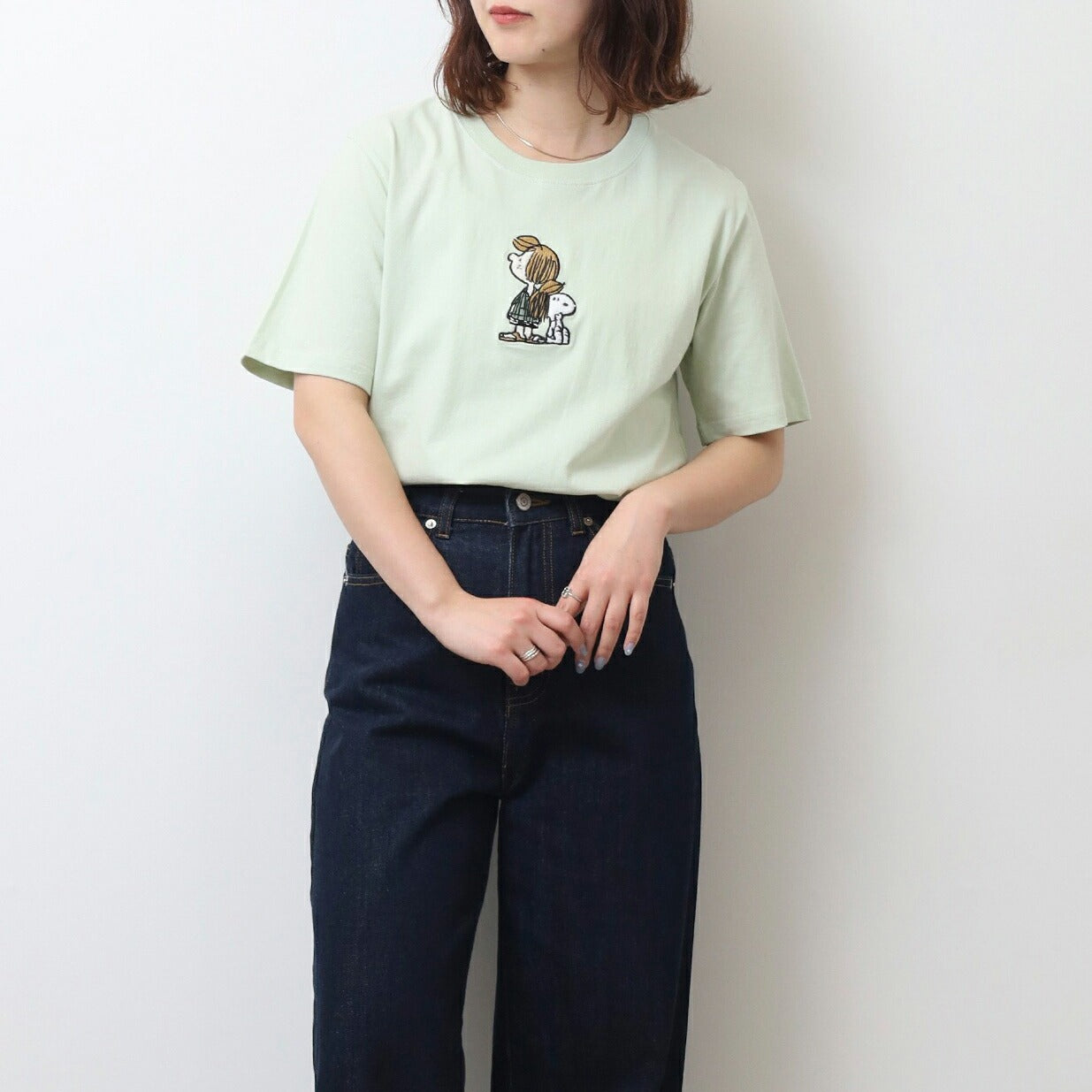 スヌーピー Tシャツ トップス 半袖 ワンポイント 刺繍 ペパーミント パティ  PEANUTS SNOOPY s1152-51sp