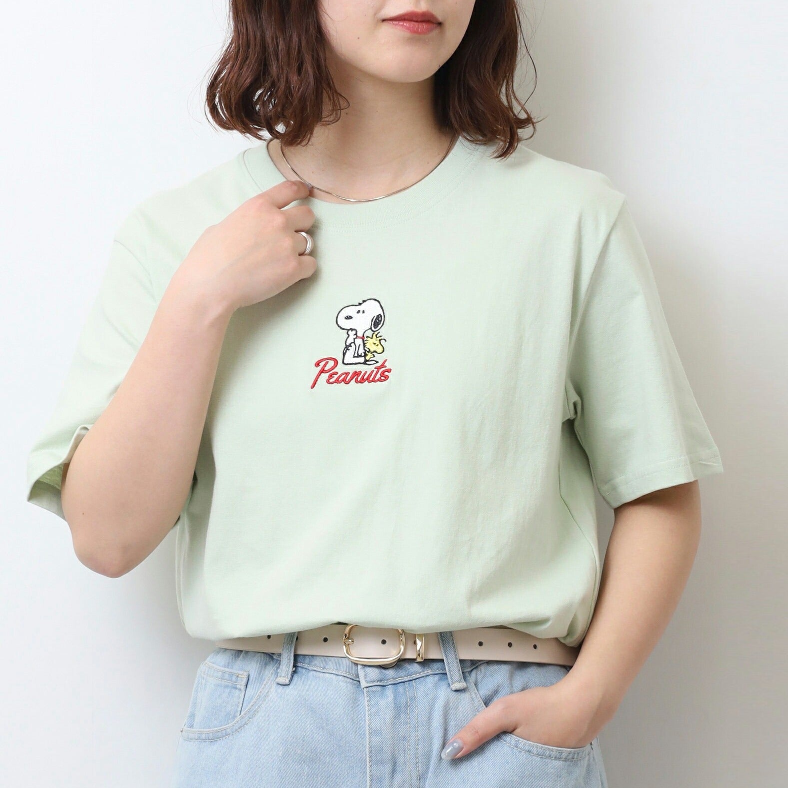 スヌーピー Tシャツ 半袖 トップス 刺繍 ウッドストック SNOOPY PEANUTS s1152-52sp