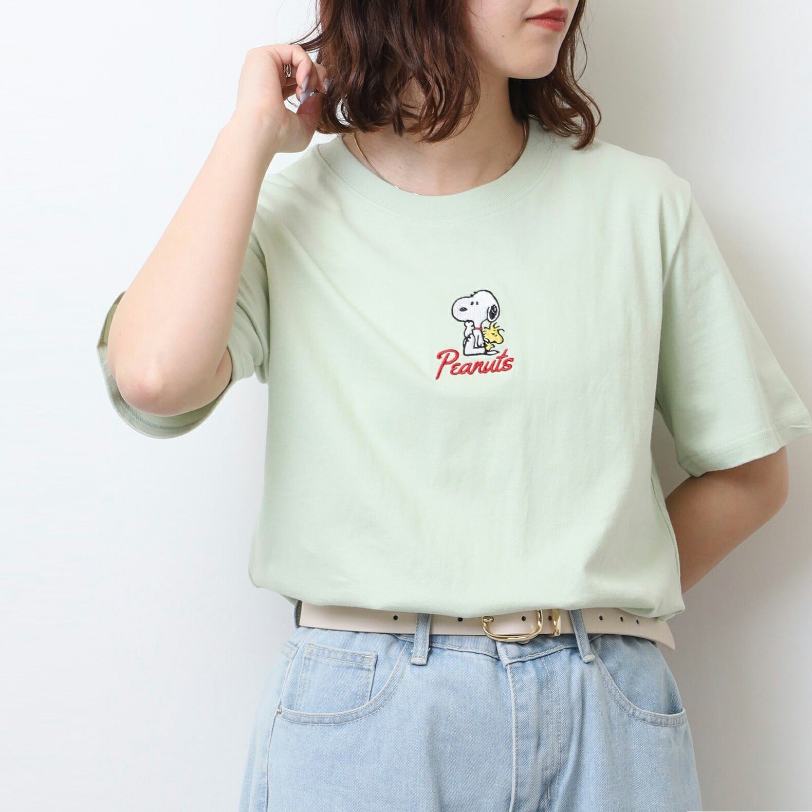 スヌーピー Tシャツ 半袖 トップス 刺繍 ウッドストック SNOOPY PEANUTS s1152-52sp