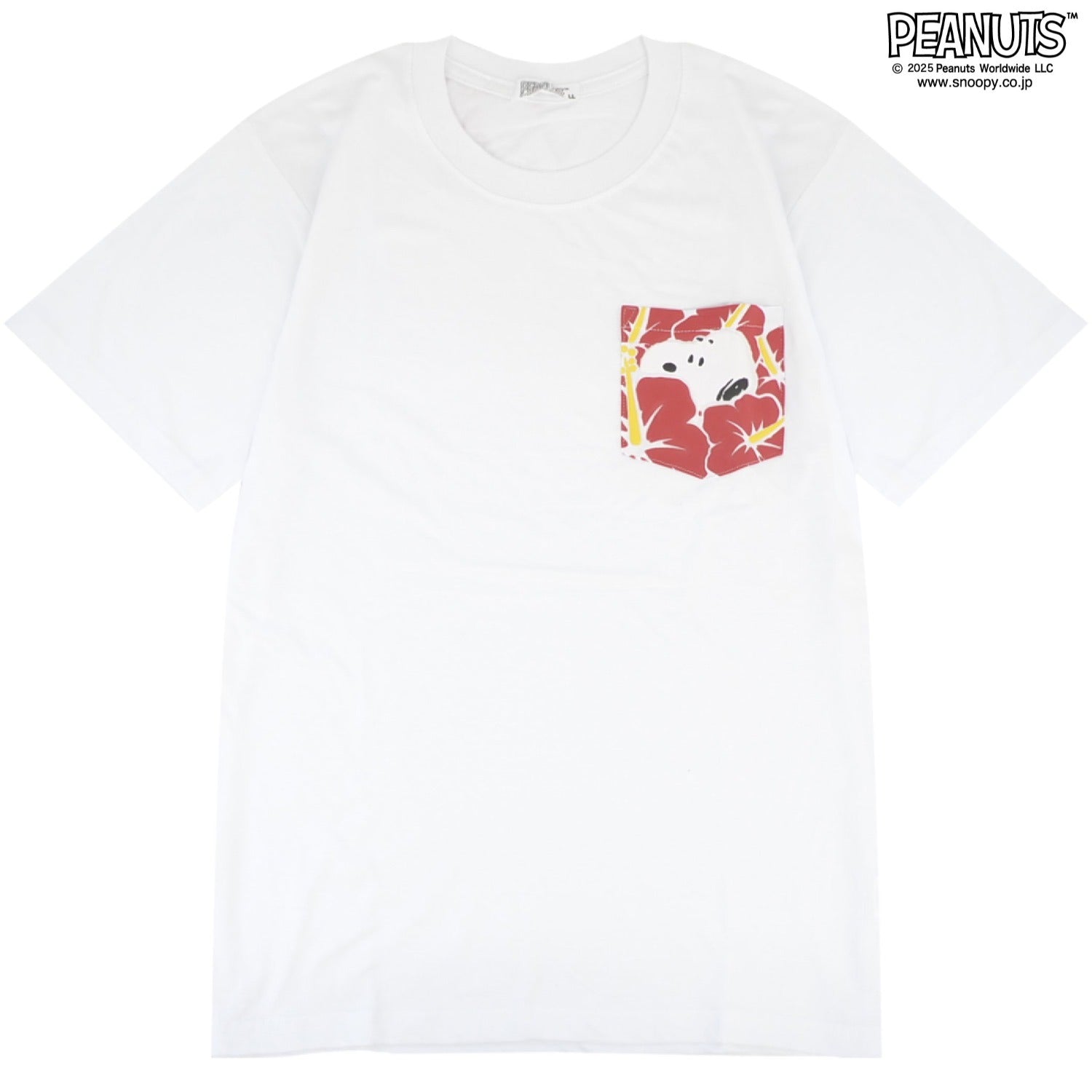 スヌーピー Tシャツ 半袖 トップス 柄ポケット 発泡プリント ワンポイント ハイビスカス SNOOPY PEANUTS s1152-57sp