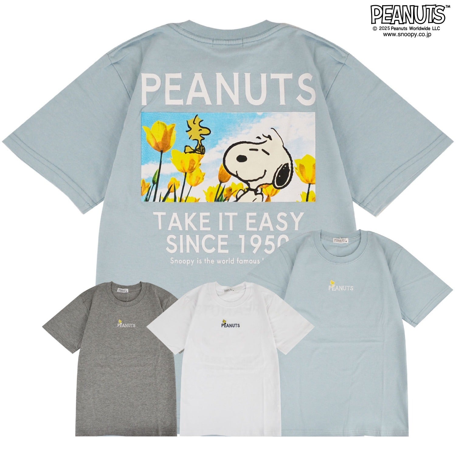 スヌーピー Tシャツ 半袖 トップス バック フォト プリント 刺繍  SNOOPY PEANUTS s1152-65sp