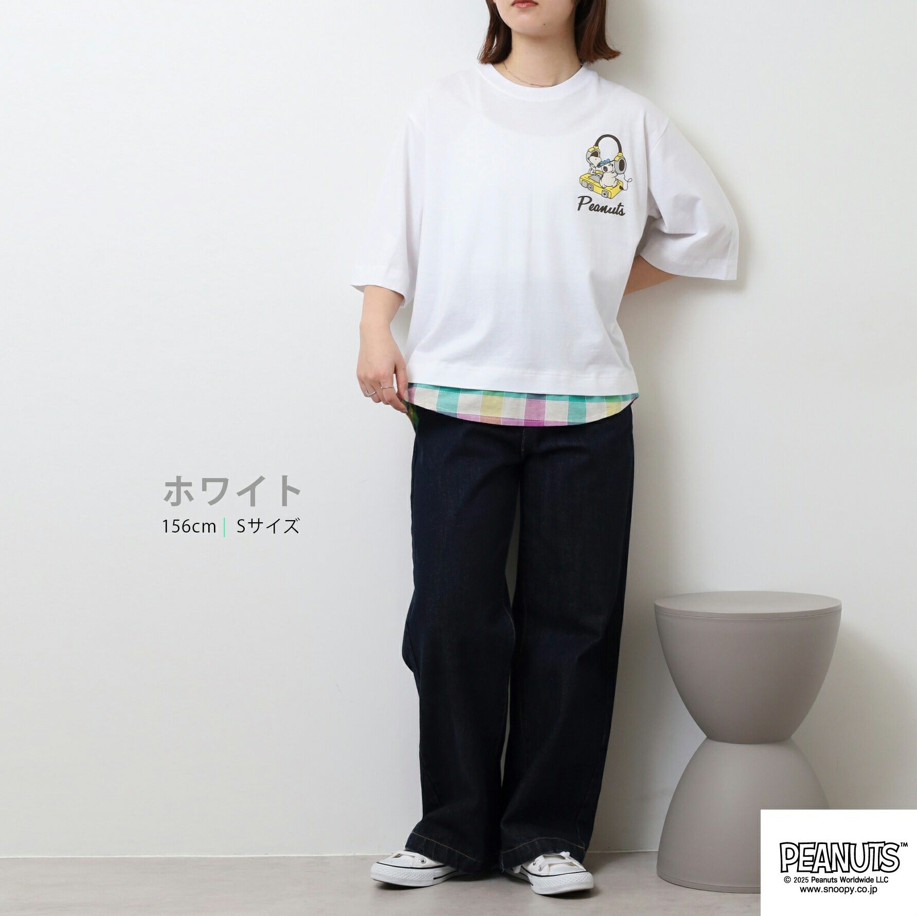 スヌーピー 半袖 Tシャツ プリント レイヤード風 オラフ ヘッドホン柄 春夏 切替 SNOOPY PEANUT s1152-76sp