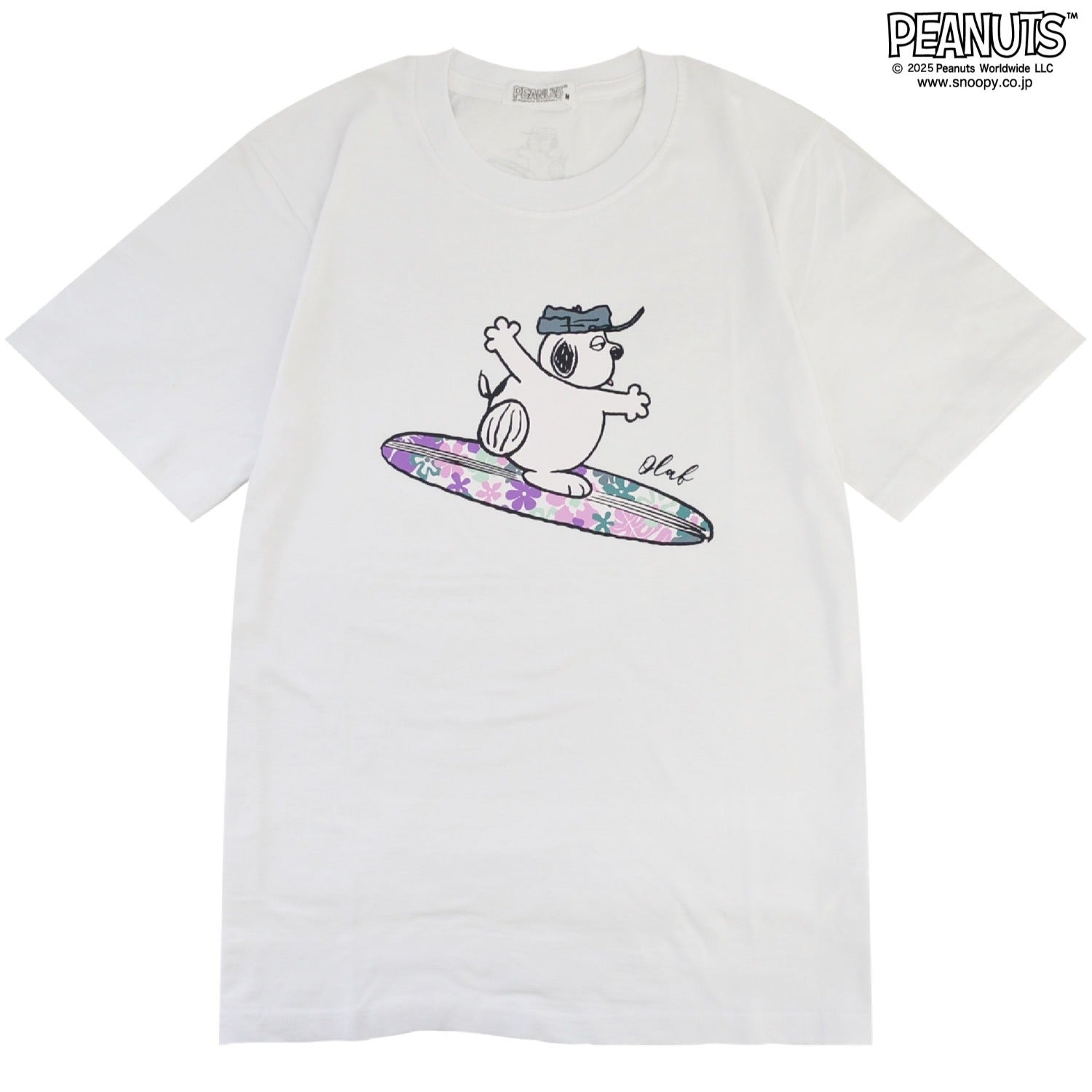 スヌーピー PEAUTS オラフ 花柄 プリント 天竺 半袖 Tシャツ サーフィン SNOOPY PEAUTS s1152-80sp