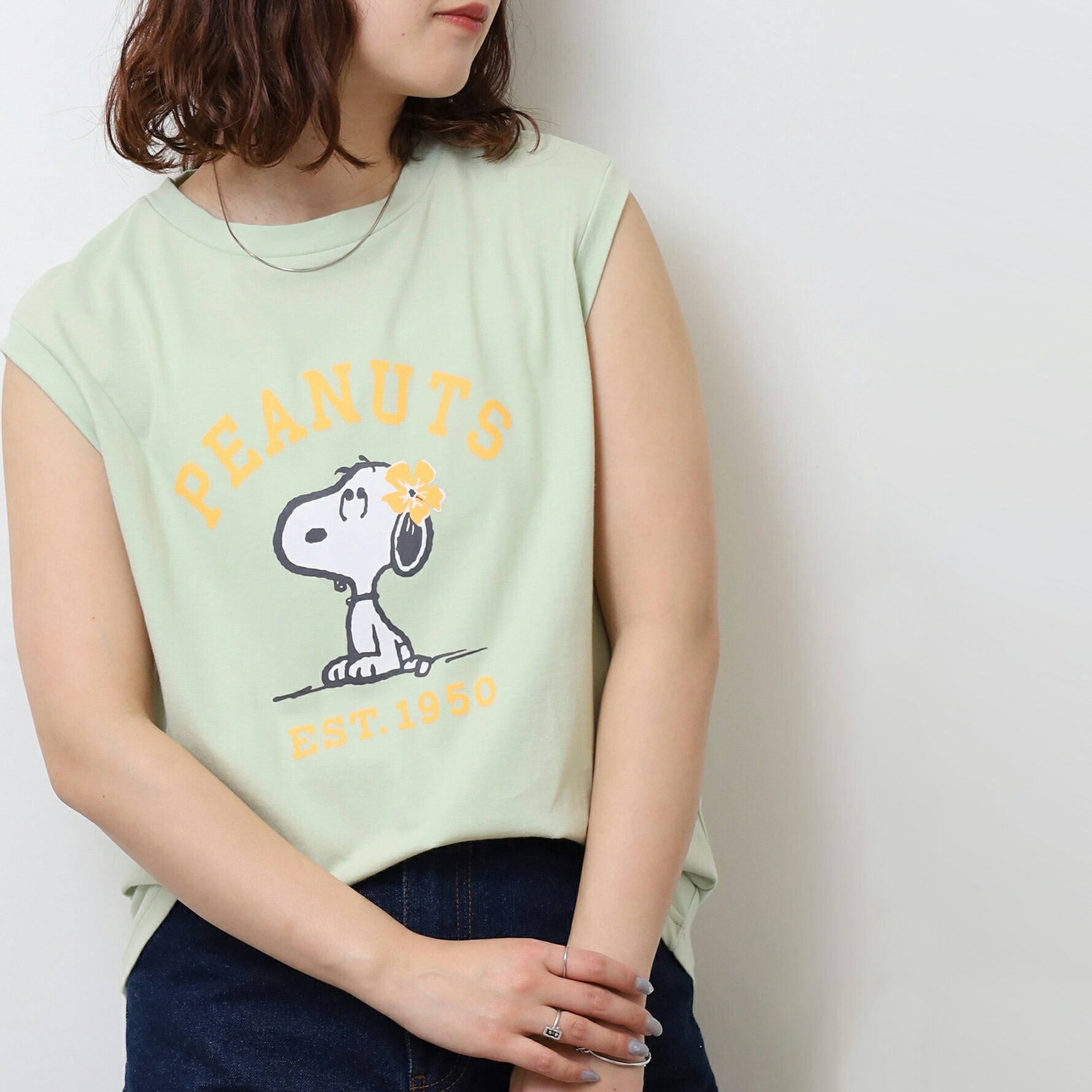 スヌーピー プリント ノースリーブ Tシャツ 夏 SNOOPY PEAUTS s1152-87sp