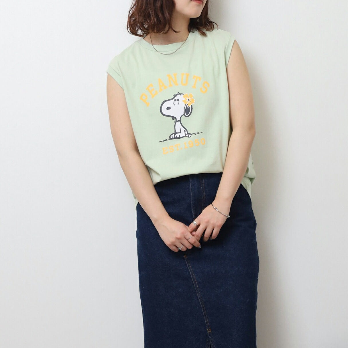 スヌーピー プリント ノースリーブ Tシャツ 夏 SNOOPY PEAUTS s1152-87sp