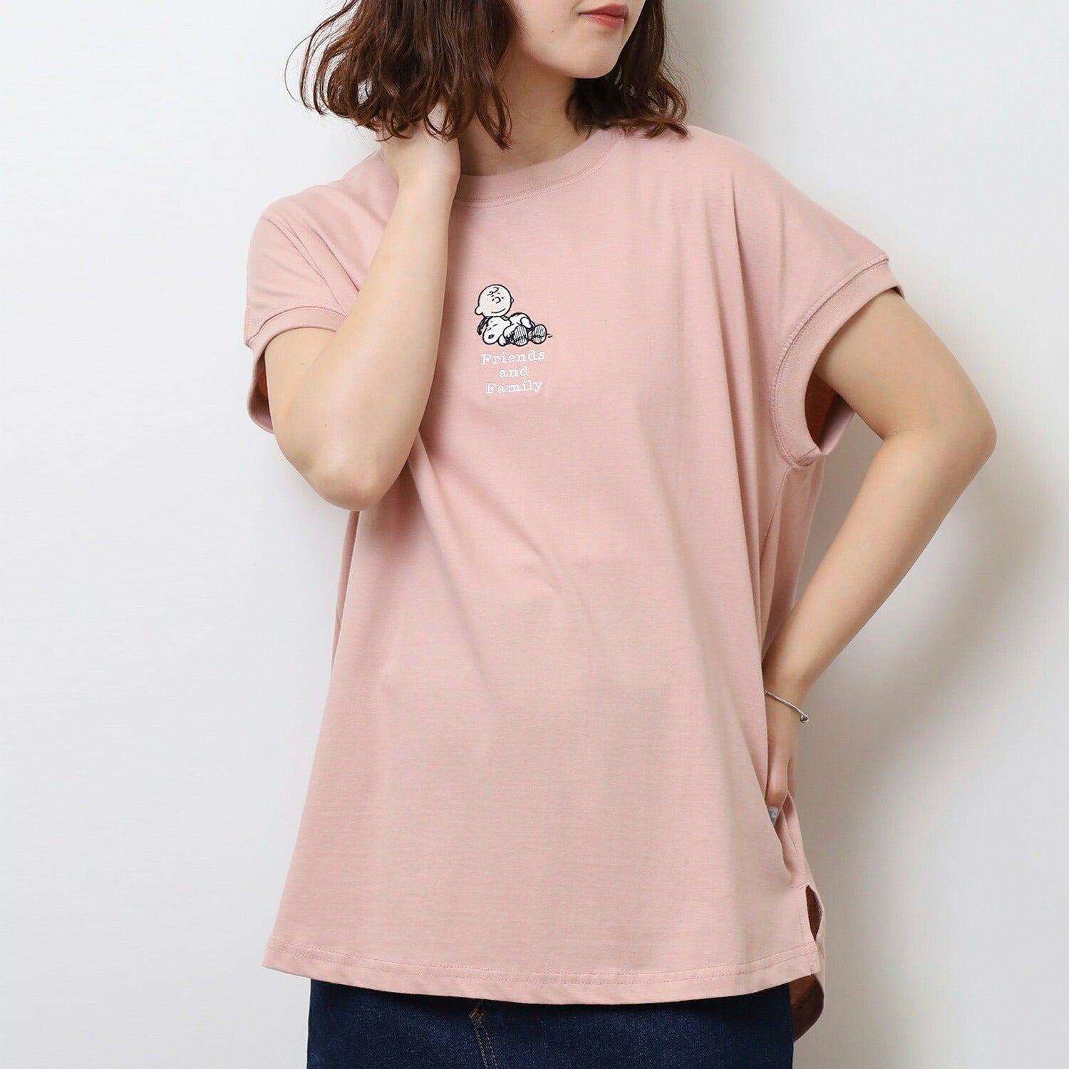 スヌーピー 半袖 刺繍 フレンチスリーブTシャツ チャーリーブラウン SNOOPY PEAUTS s1152-88sp